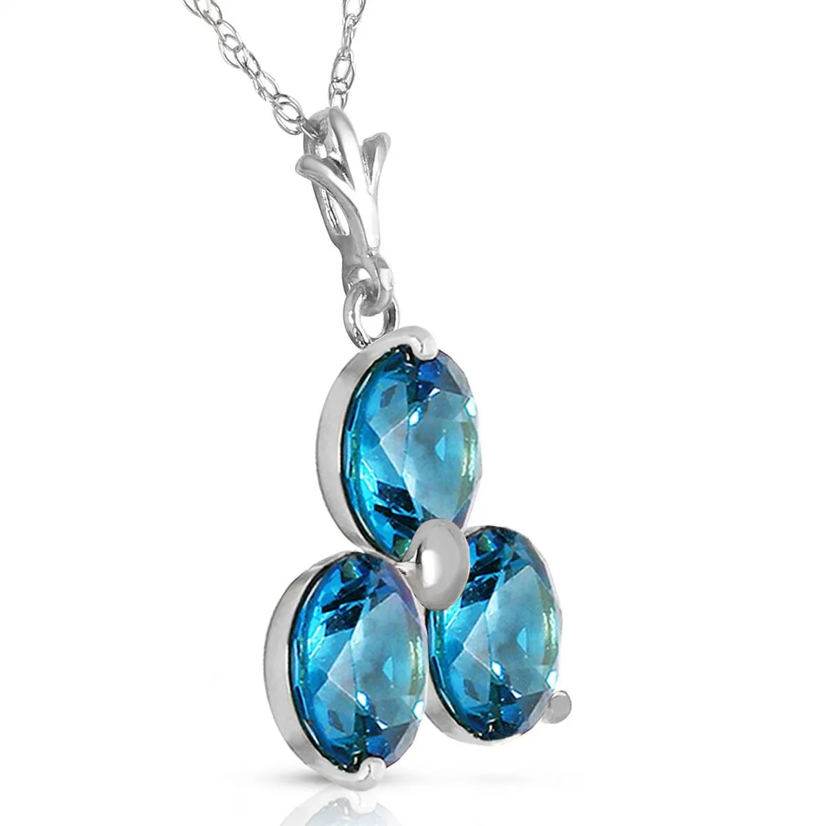 0.75 Carat 14K Solid White Gold Start To Finish Blue Topaz Necklace