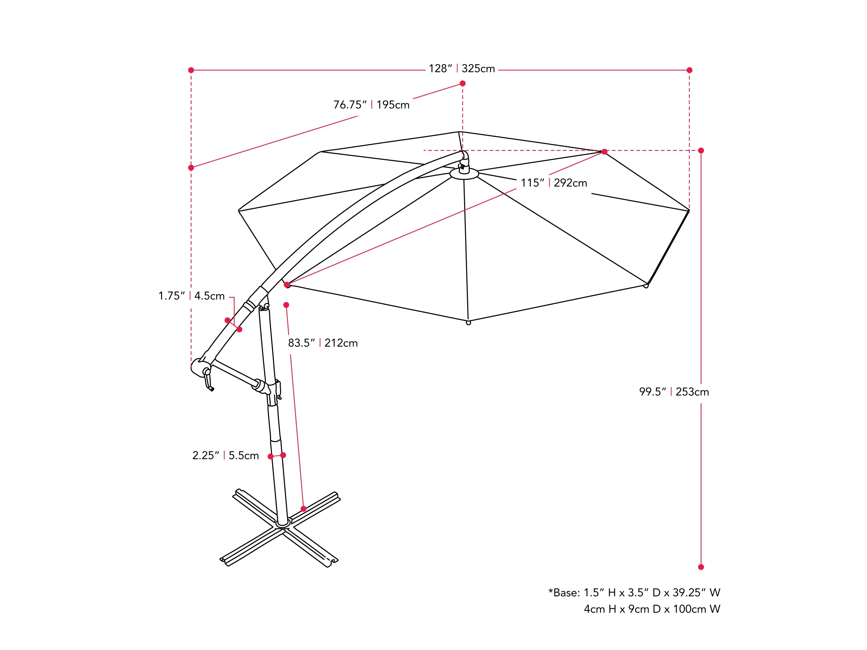 9.5ft Tilting Offset Patio Umbrella - Lime Green