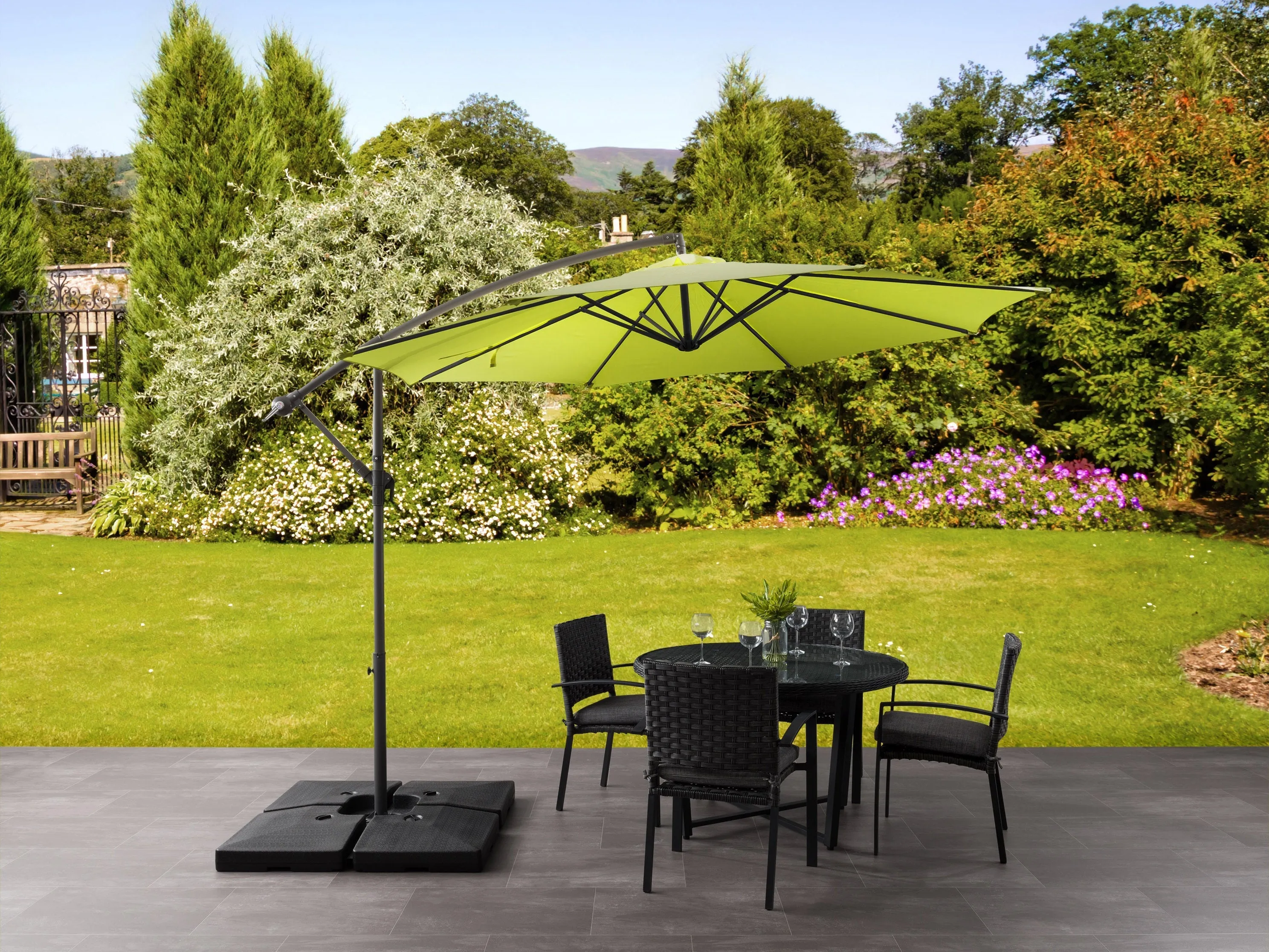 9.5ft Tilting Offset Patio Umbrella - Lime Green