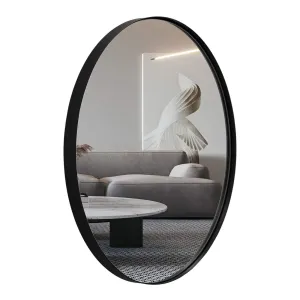 ANDY STAR Modern 20" x 28" Oval Wall Hanging Bathroom Mirror, Matte Black (Used)