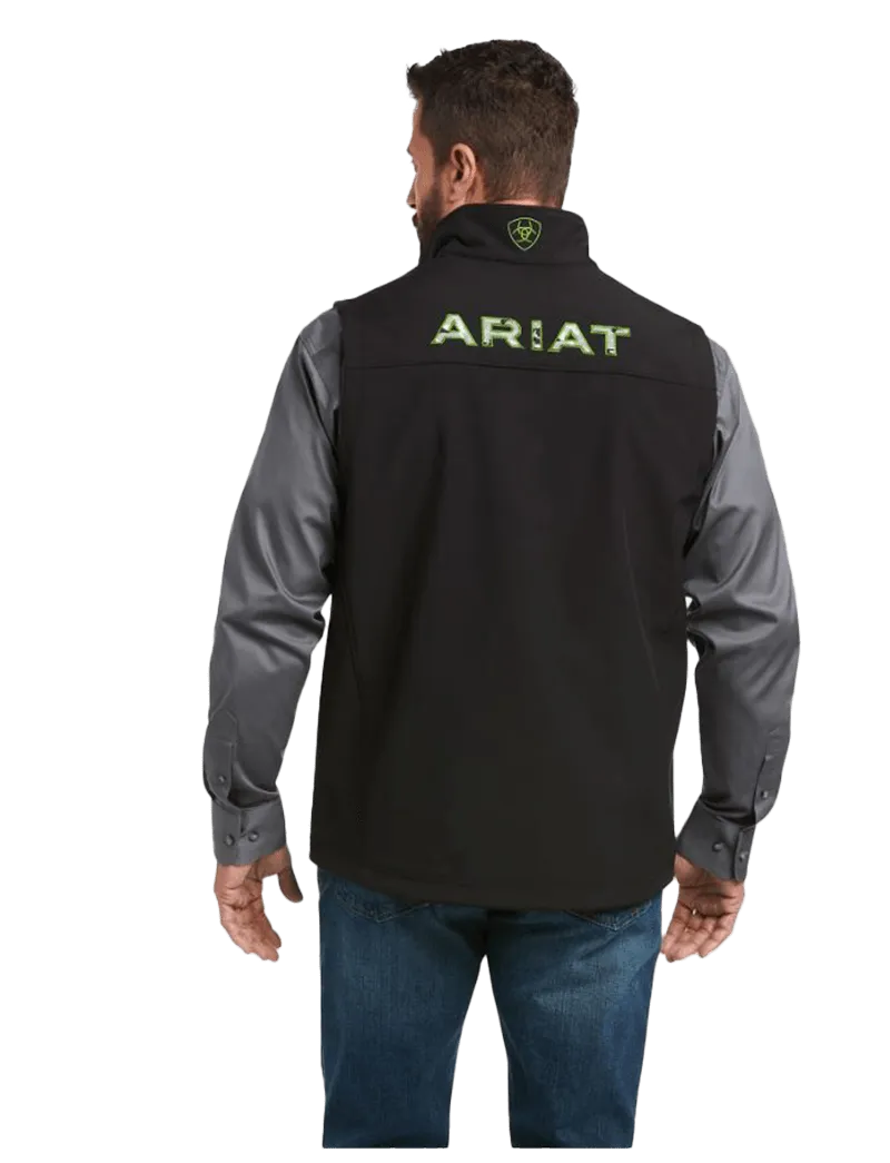 Ariat Men's Logo 2.0 Black & Green Trim Softshell Vest