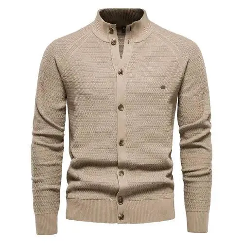 Button Mock Neck Men's Cardigan