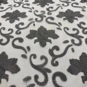 Fleur De Lis Wholesale Fabric in Charcoal