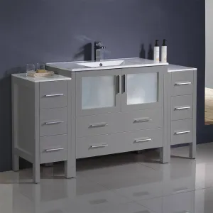 Fresca FCB62-123612GR-I Torino 60" Grey Modern Bathroom Cabinets with Integrated Sink