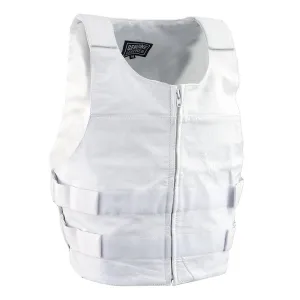 Genuine Leather SH1367ZW Men’s 'Bullet Proof Replica' White Leather Vest