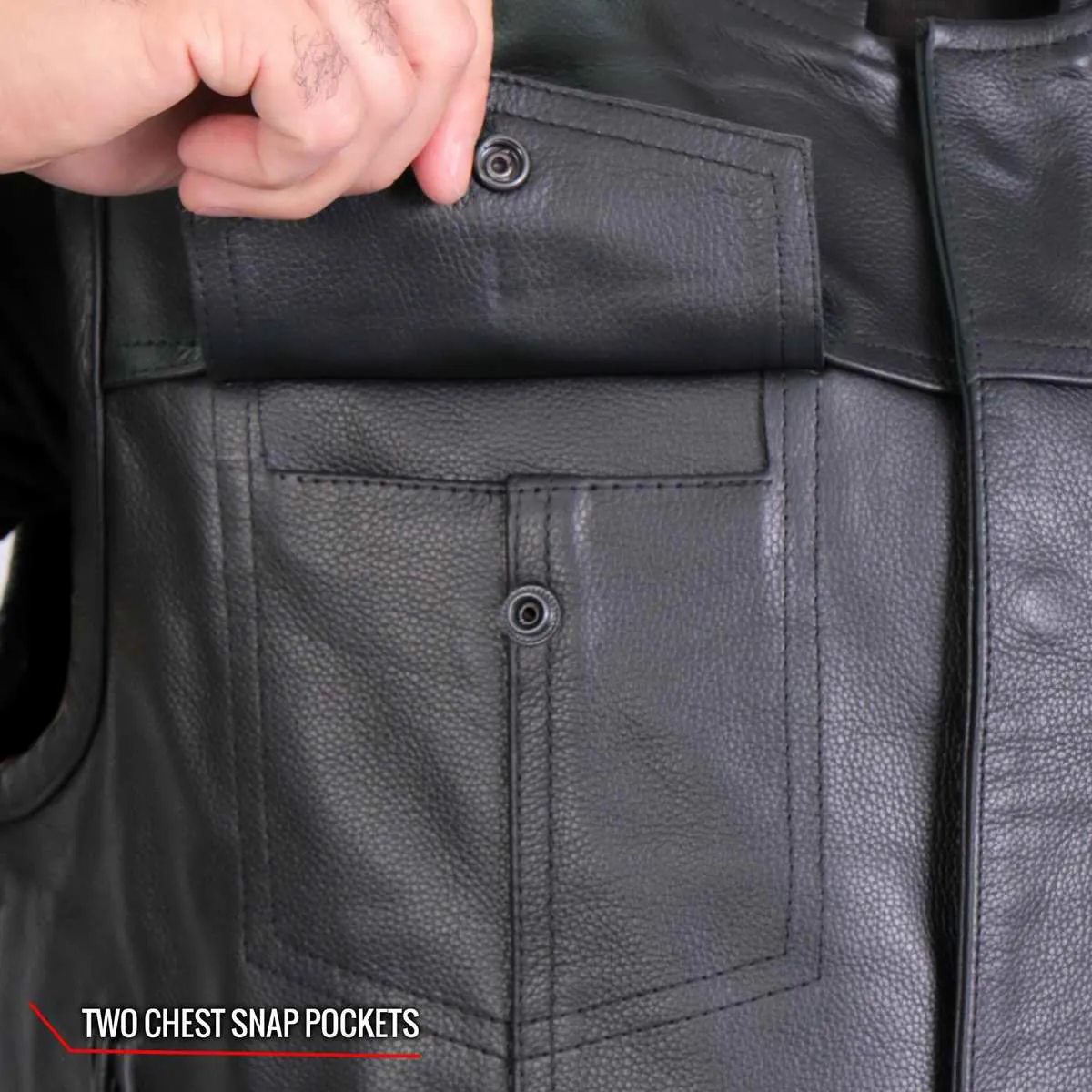 Hot Leathers VSM1053 Men's Black 'Don't Tread On Me' Conceal and Carry