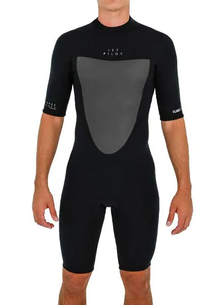 Jetpilot Flight Back Zip Short Sleeve 2/2mm Springsuit (2025) - Black