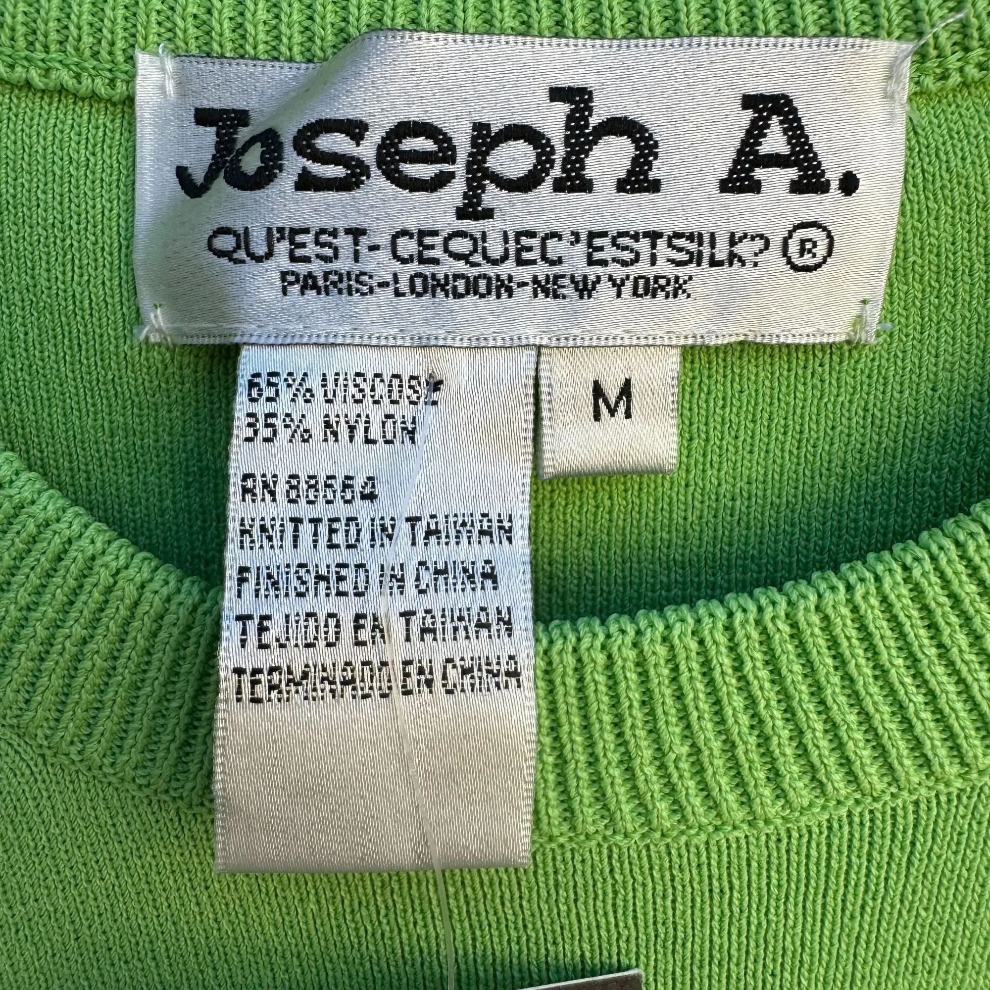 Joseph A. Womens Sleeveless Green Round Neck Sleeveless Stretch Sweater - New M