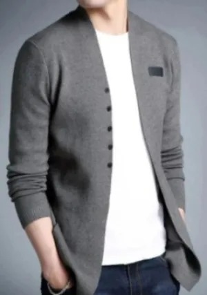 Mens Slim Fit Cardigan with Button Design