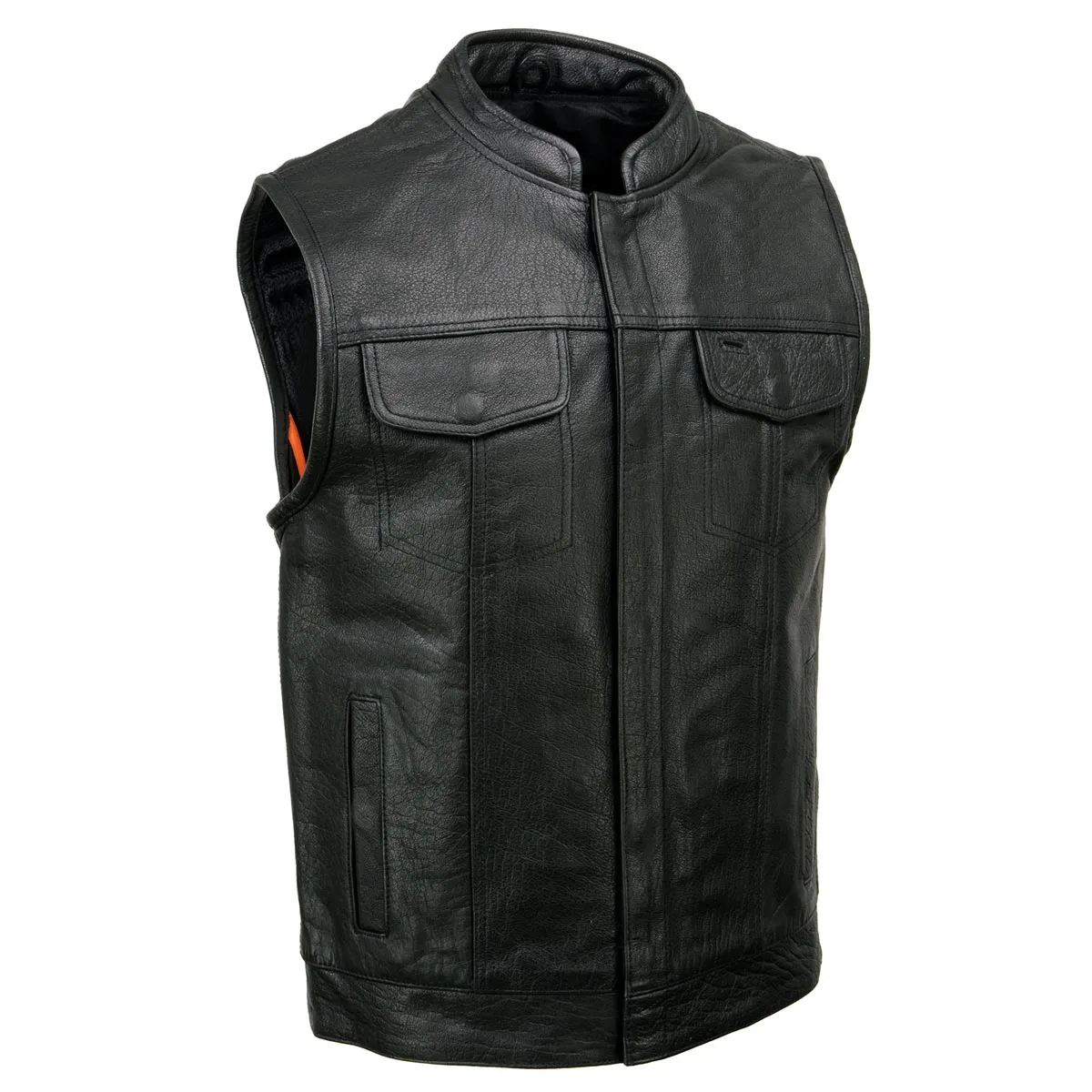 Milwaukee Leather SH2036 Men's Black Club Style' Open Neck Leather Vest