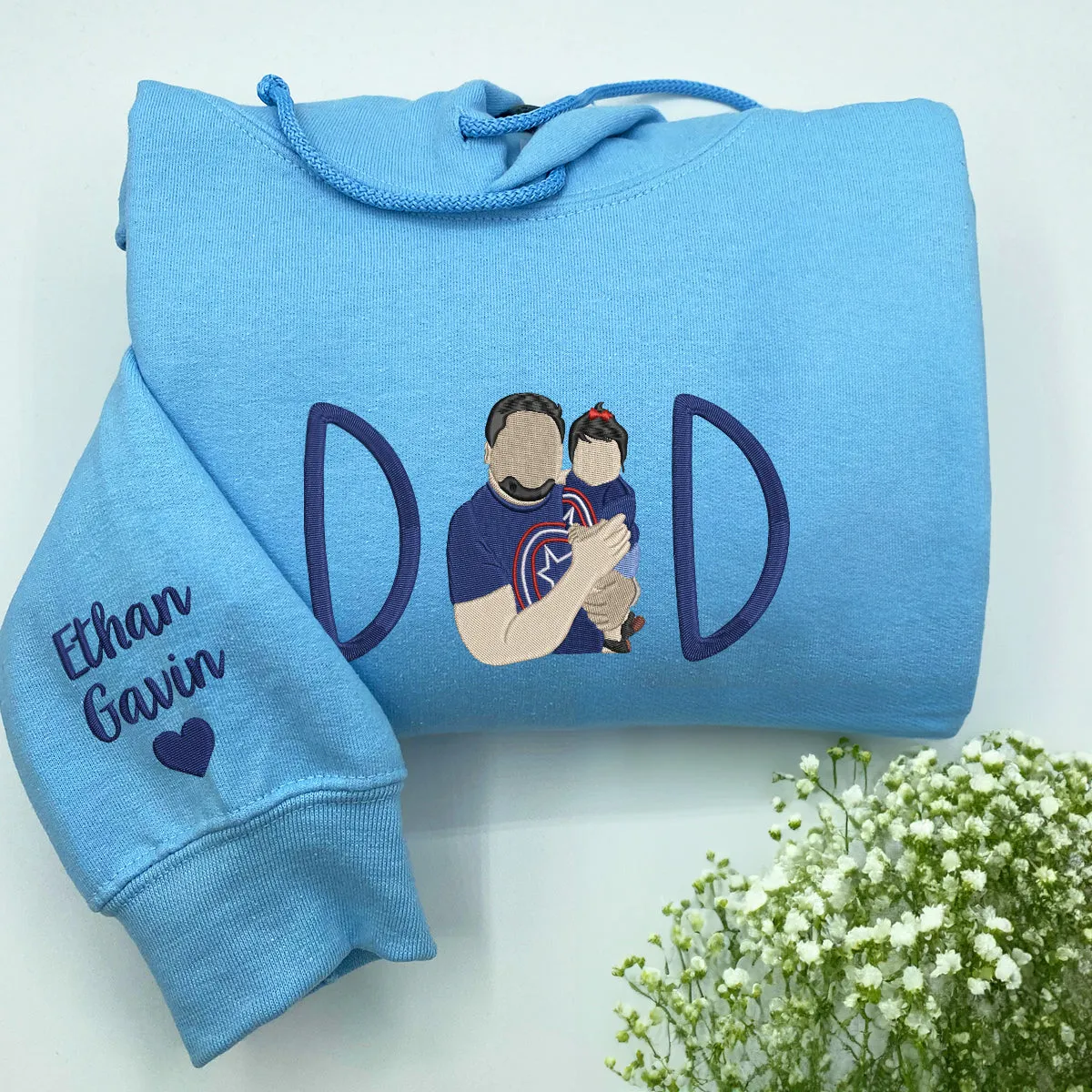 Papi Sweatshirt / Hoodie with Embroidered Portrait from Dad Photo