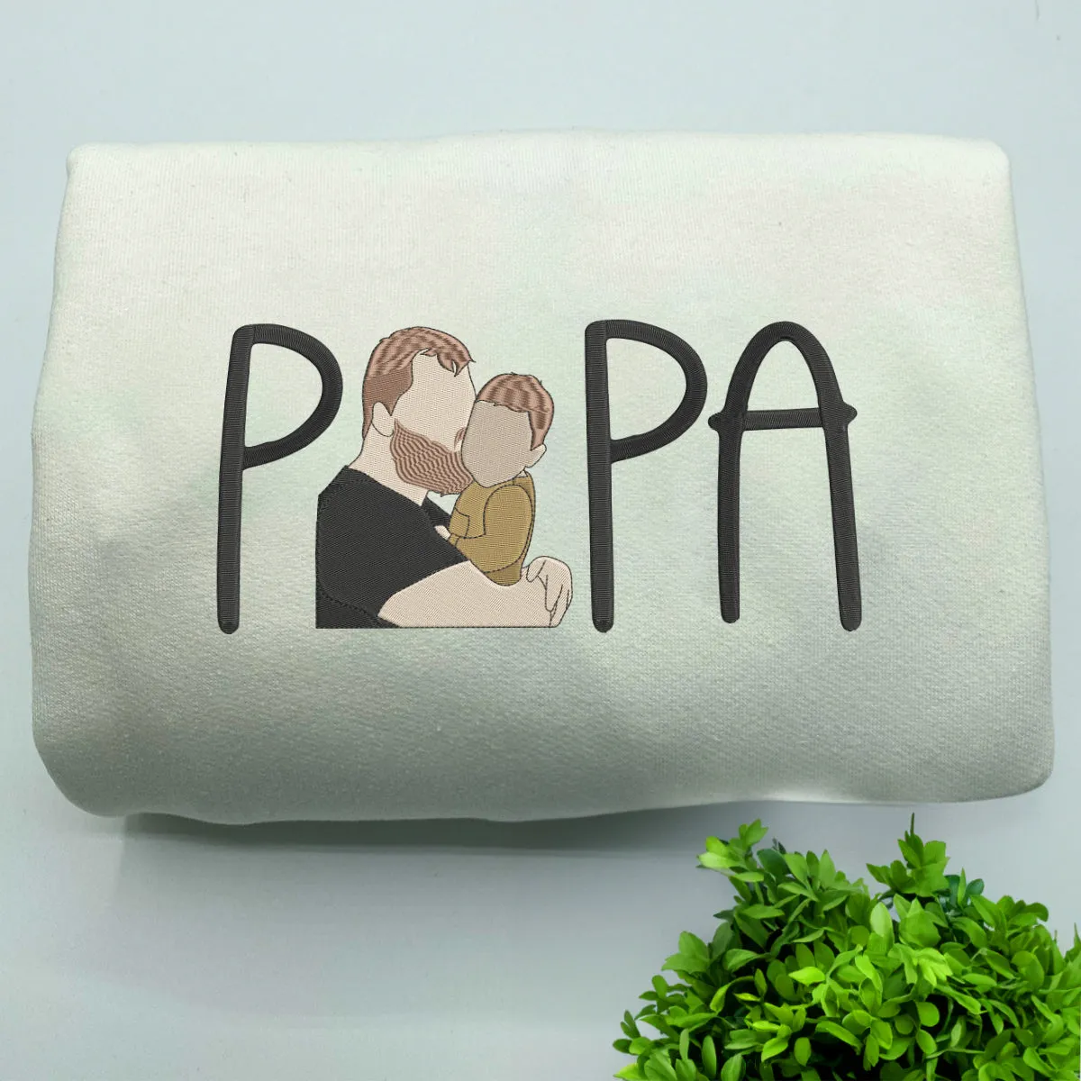 Papi Sweatshirt / Hoodie with Embroidered Portrait from Dad Photo