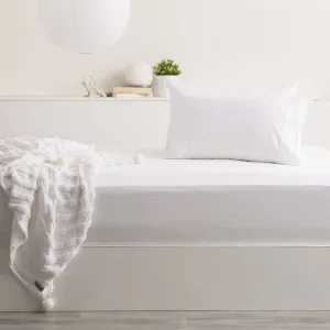 Park Avenue WHITE 500tc Bamboo Cotton FITTED SHEET   PILLOWCASE COMBO