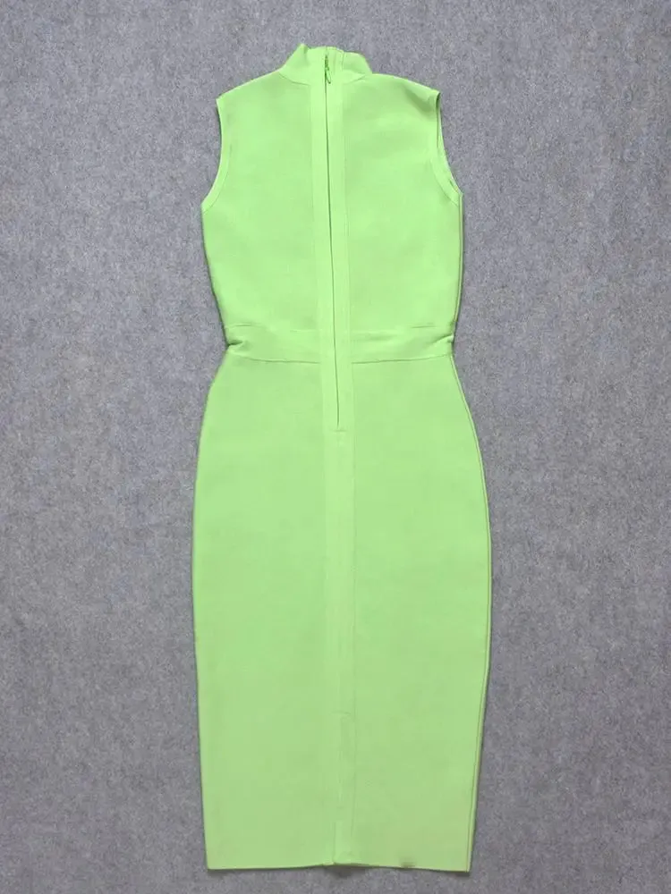 Pre Order:  Green Vintage Turtleneck Sleeveless Party Dress