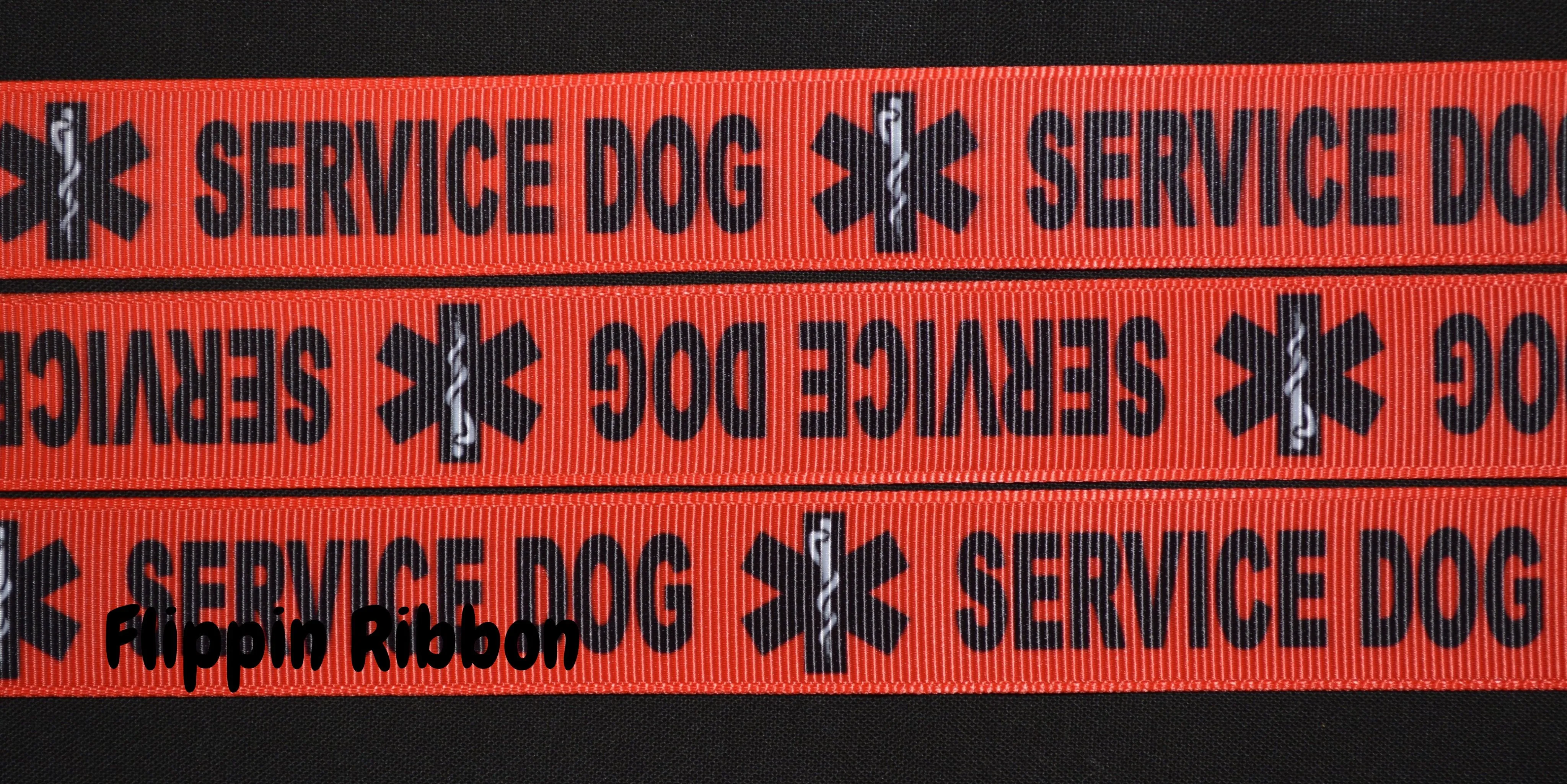 Service Dog Ribbon - 7/8 inch Printed Grosgrain