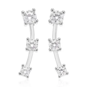 Sterling Silver with Round Cut White Cubic Zirconia Stud Earrings