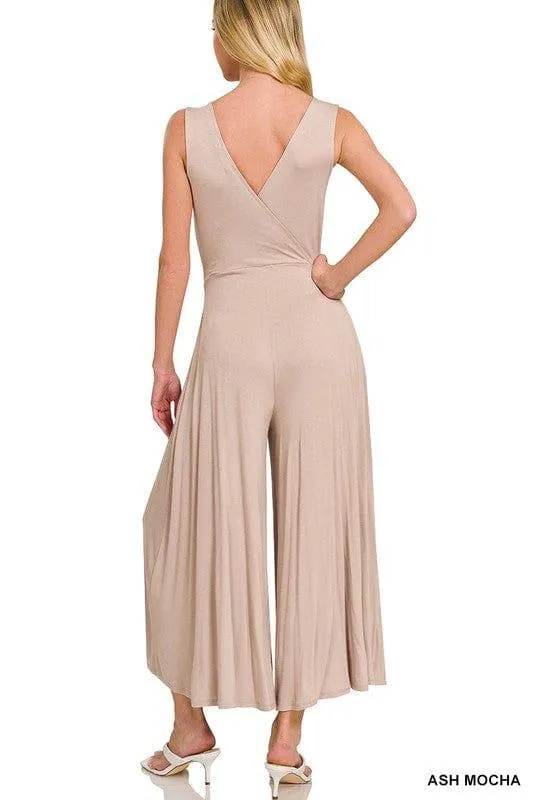 Surplice Neckline Sleeveless Jumpsuit