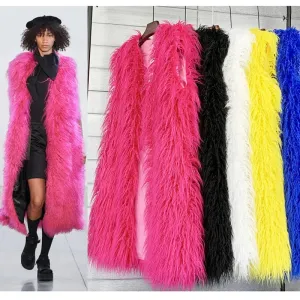 Trendy Faux Long Vest  Plush Coat